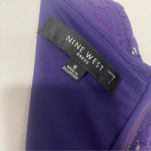 Nine West Womens Shift Dress Size 8 Lace with Inner Slip Knee Length Purple EUC - Picture 6 of 7